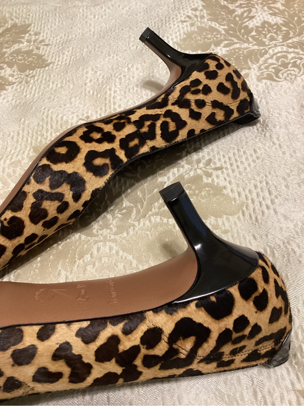 Franco Sarto Leopard-Print Pointed Toe Pumps in Tan and Black - Picture 6 of 6